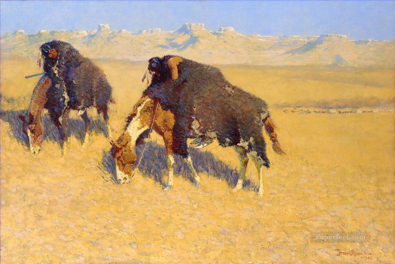 Indiens Simulant Buffalo Peintures à l'huile